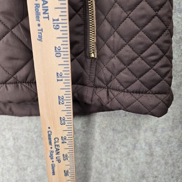 CEsttoi Womens Quilted Zip-Up Brown Vest With Fur Hood And Pockets Polyester - Picture 7 of 8